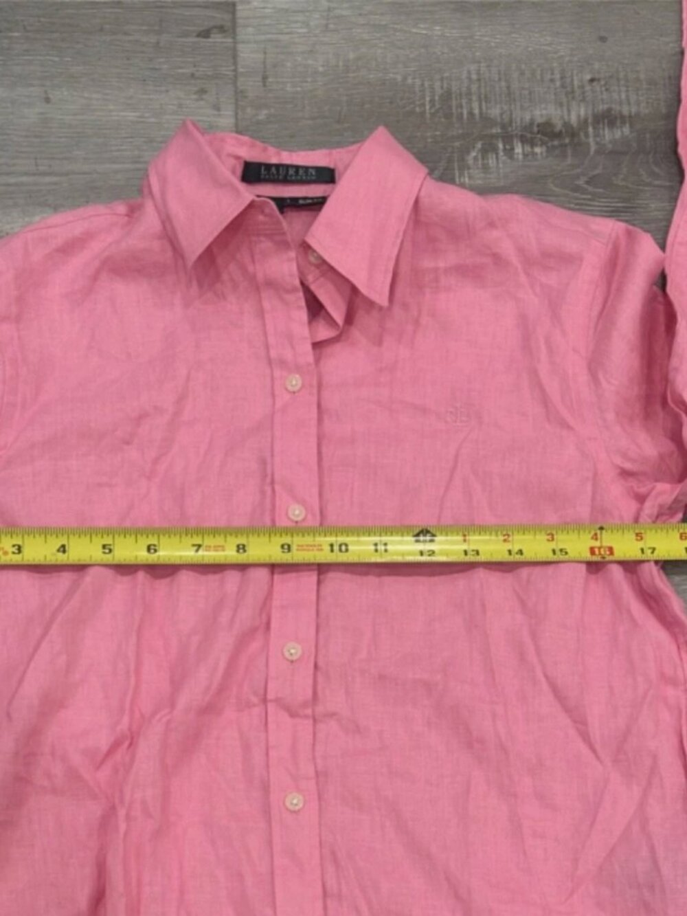 Vintage Ralph Lauren Petite Linen Relaxed Slim Fit Pink Shirt Womens S - Picture 8 of 8